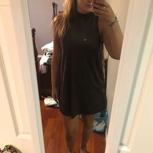 NWT high neck brown suede swing dress